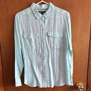 Tommy Bahama Seafoam Green 100% Linen Button Down Shirt Casual Top S